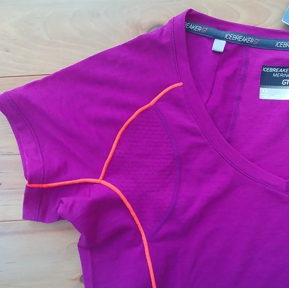 NWT Icebreaker merino flash short sleeve purple XS - Picture 2 of 8